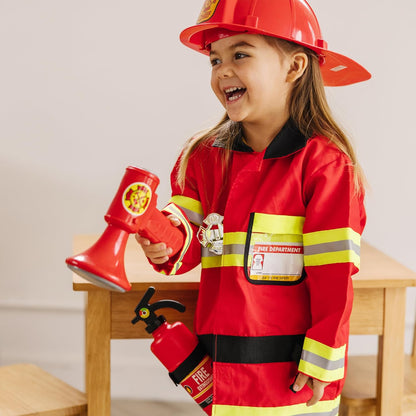 Melissa e Doug Brinquedos de dramatização de fantasia de bombeiro infantil | Fantasia para crianças e bebês Fantasias de Halloween para crianças | Crianças vestindo roupas para meninas ou meninos