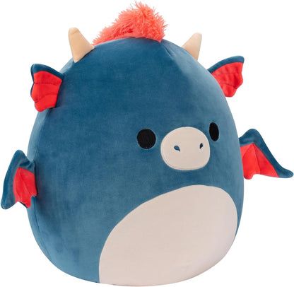 Squishmallows SQCR04221 20" Carin O Dragão Azul e Laranja, Preto