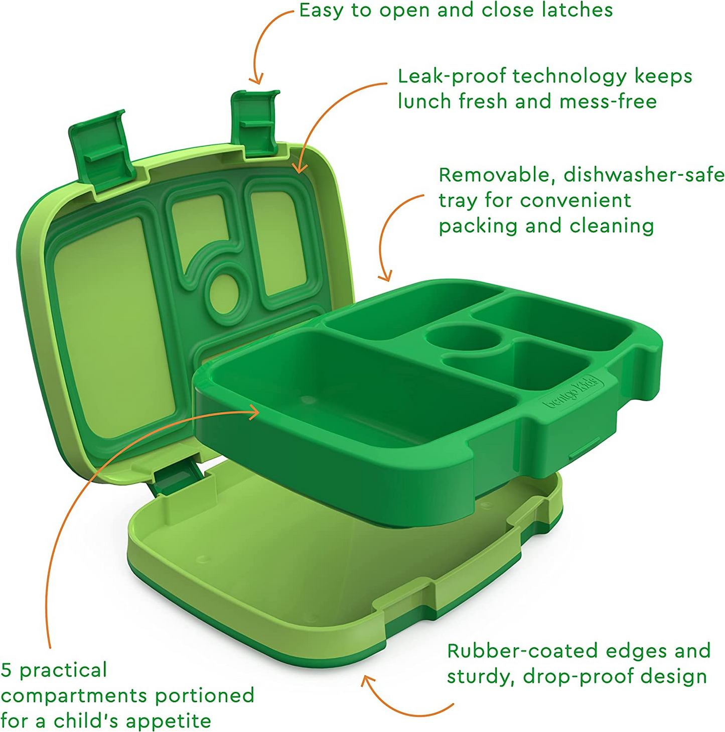 Bentgo lancheira infantil à prova de vazamento, lancheira infantil estilo Bento com 5 compartimentos