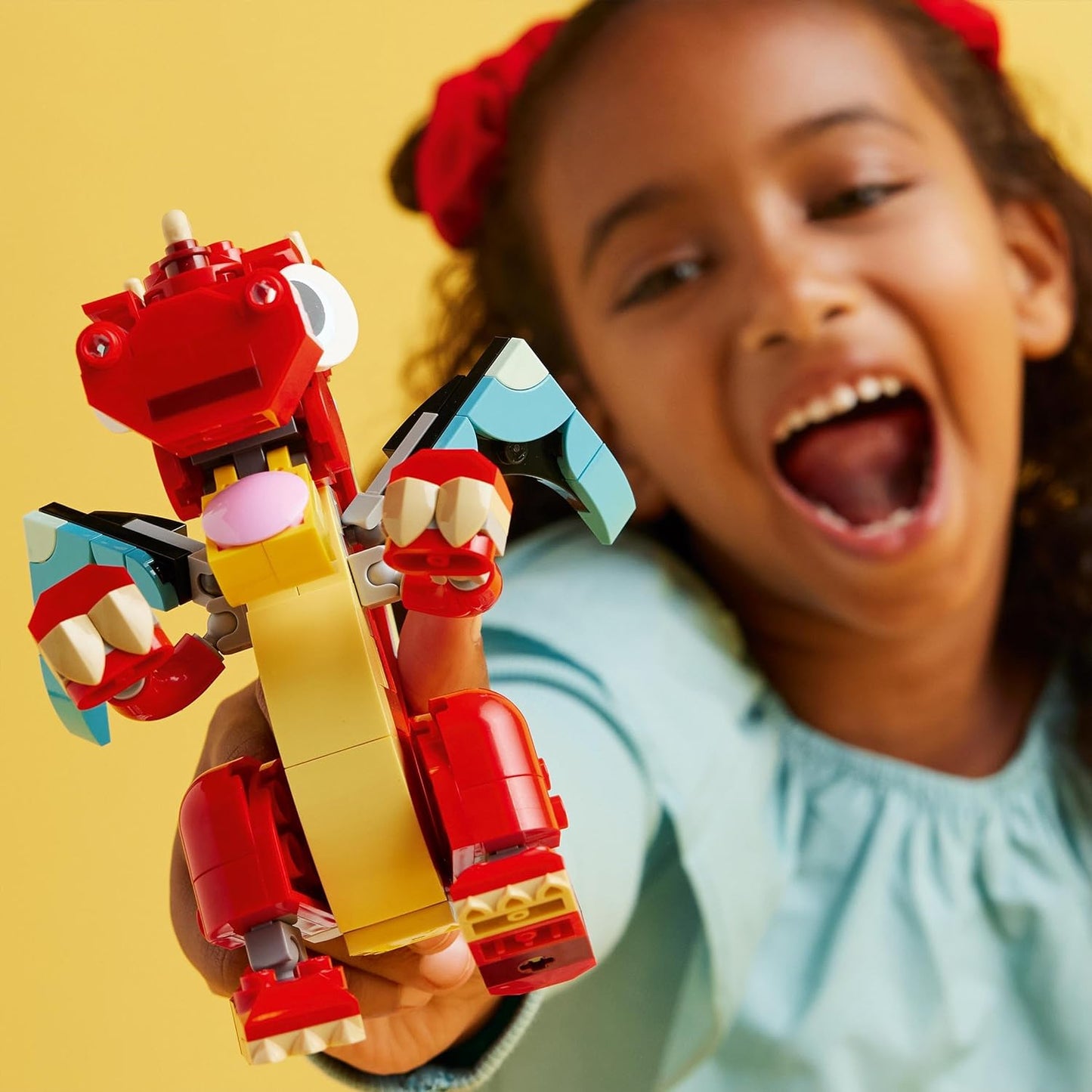 LEGO Criador 3 em 1 Brinquedo Dragão Vermelho para Figura de Peixe para Modelo de Pássaro Fênix, Conjunto de Figuras de Animais, Presentes para Meninos, Meninas e Crianças de 6 Anos ou mais 31145