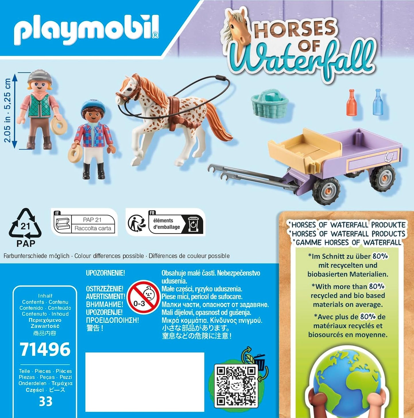 Playmobil 71496 Horses of Waterfall: Pony Carriage, um passeio de pônei mágico, aventuras emocionantes no Waterfall Ranch, conjuntos de jogos detalhados adequados para crianças de 4 anos ou mais