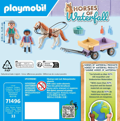 Playmobil 71496 Horses of Waterfall: Pony Carriage, um passeio de pônei mágico, aventuras emocionantes no Waterfall Ranch, conjuntos de jogos detalhados adequados para crianças de 4 anos ou mais