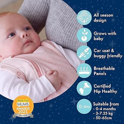 PurFlo Swaddle para saco de dormir | Saco de dormir respirável para recém-nascidos que cresce com seu bebê | Swaddle Braços para dentro ou para fora | Quadril saudável | 0-4 meses | Saco de dormir 2,5 tog para todas as estações