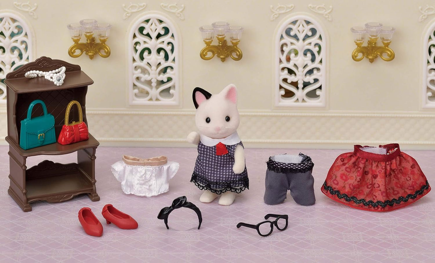 Sylvanian Families Conjunto de moda Tuxedo Cat - conjunto de casa de bonecas