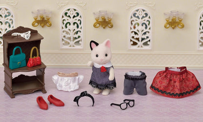 Sylvanian Families Conjunto de moda Tuxedo Cat - conjunto de casa de bonecas