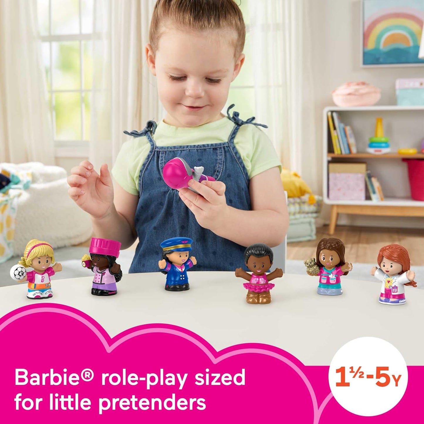 Fisher-Price Little People Barbie Brinquedos para crianças, você pode ser qualquer coisa, pacote de figuras, 7 personagens para brincar de fingir, maiores de 18 meses, HCF58