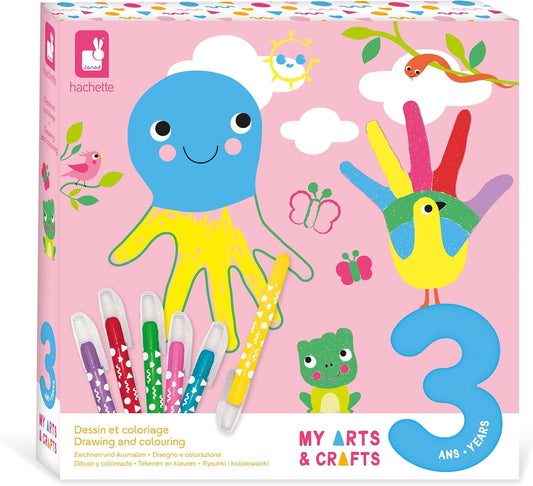 Janod - Desenho e Coloração - Atividade de Artesanato Infantil - Kit de Artes e Ofícios - Pintura, Desenho e Coloração - Coloração Infantil - Atividade para maiores de 3 anos,