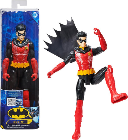 DC Comics Figura de ação Robin de 12 polegadas do Batman da (terno vermelho/preto), brinquedos infantis para meninos a partir de 3 anos