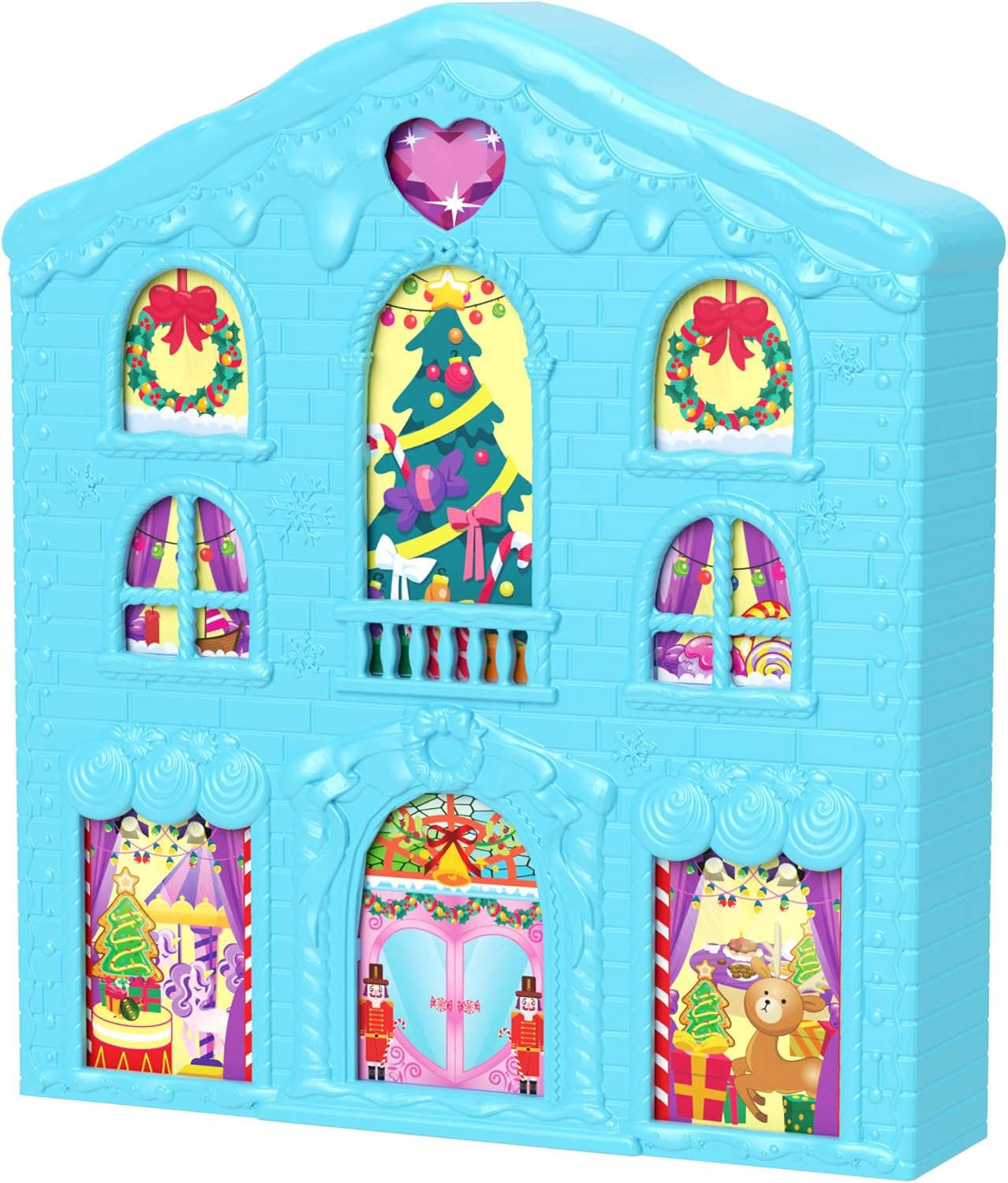 Polly Pocket Calendário do Advento das Bonecas, Playset Gingerbread House com 24 Surpresas, Móveis para Casa de Bonecas, Carro de Brinquedo e Acessórios de Férias, HWP33