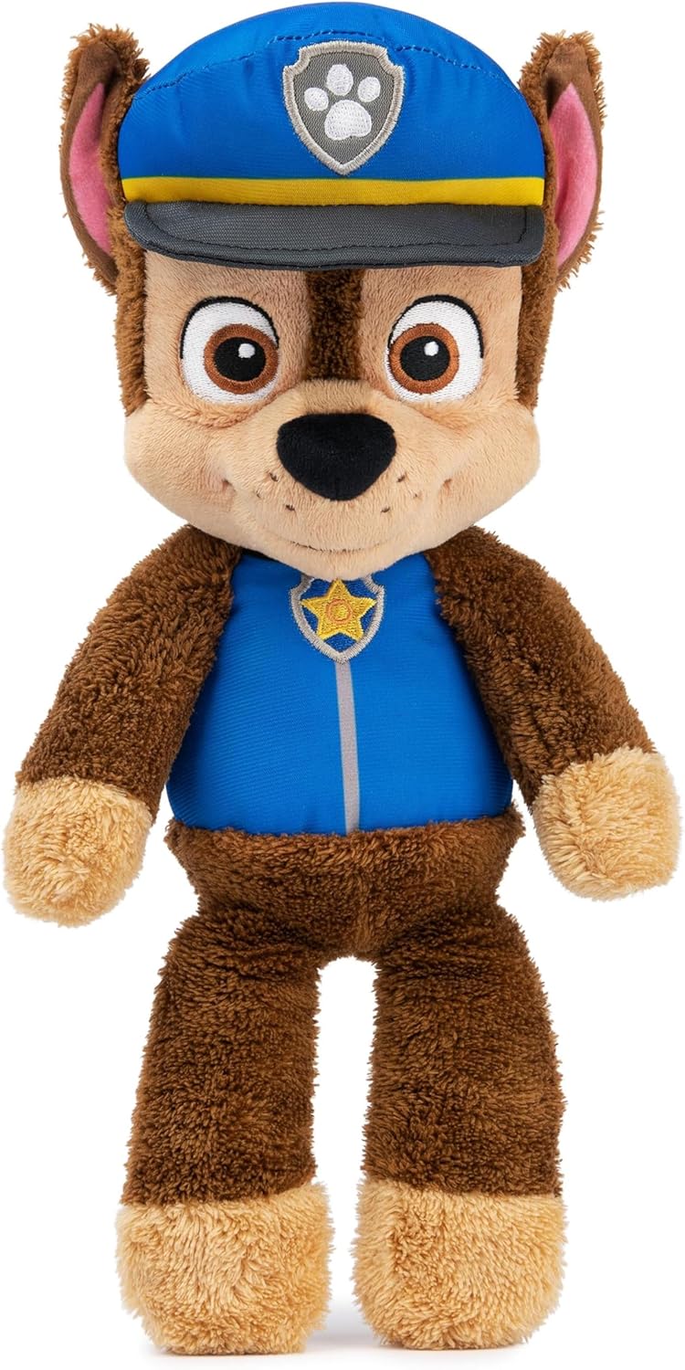 PAW Patrol GUND Juguete de peluche oficial Chase Take-Along Buddy, animal de peluche premium para edades 1+, azul/marrón, 13.5"