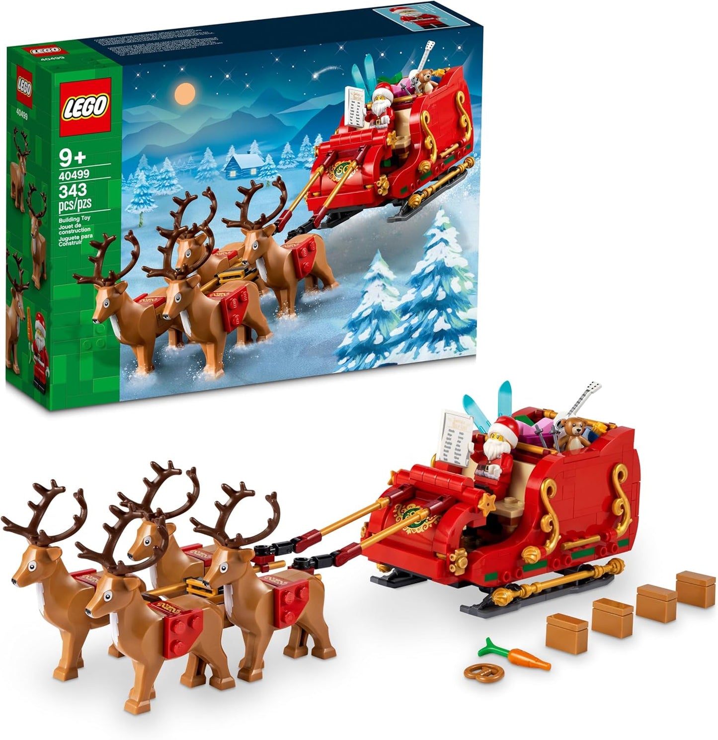 Lego 40499 - Conjunto de trenó do Papai Noel icônico. Decoração de Natal divertida, presente para meninos e meninas de 9 anos ou mais