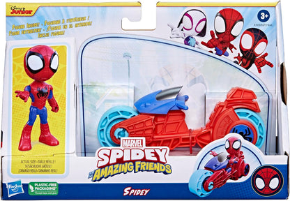 SPIDEY AND HIS AMAZING FRIENDS SPIDEY E SEUS AMIGOS INCRÍVEIS Marvel, boneco de ação do Spidey, motocicleta de brinquedo, brinquedos para meninos e meninas de 3 anos e mais