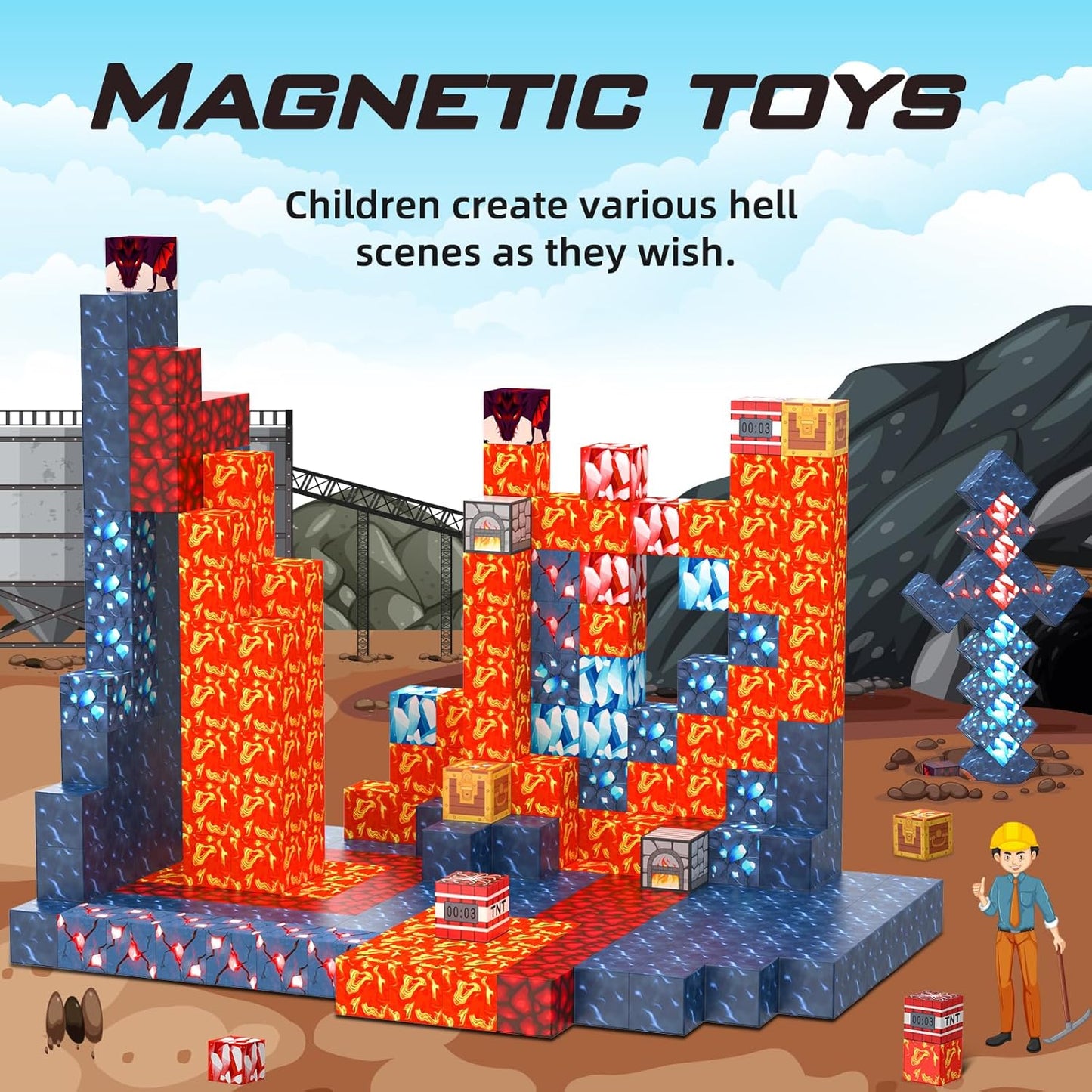 Blocos magnéticos Telhas magnéticas-Construir mina ímã espada conjunto brinquedos de construção brinquedos para crianças haste brinquedos de construção sensorial para 3 4 5 6 7 8 anos de idade meninos e meninas