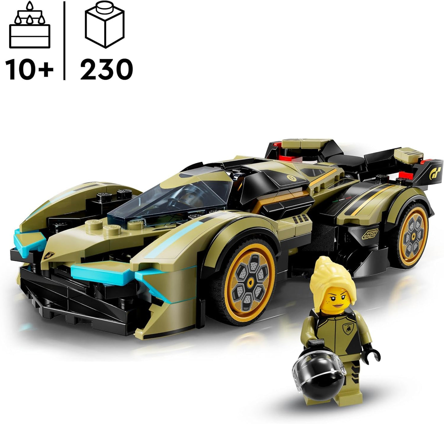 LEGO Speed Champions Lamborghini Lambo V12 Vision GT Super Car Toy para meninos e meninas de 10 anos ou mais, conjunto de modelo de veículo edificável, decoração de quarto infantil, ideia de presente de aniversário 76923