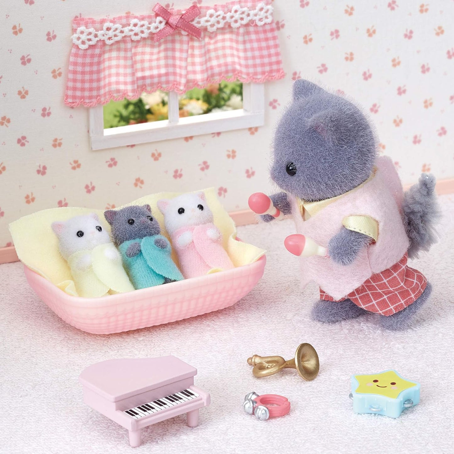 Sylvanian Families 5458 Bonecas trigêmeas de gato persa - conjuntos de jogos para casa de bonecas