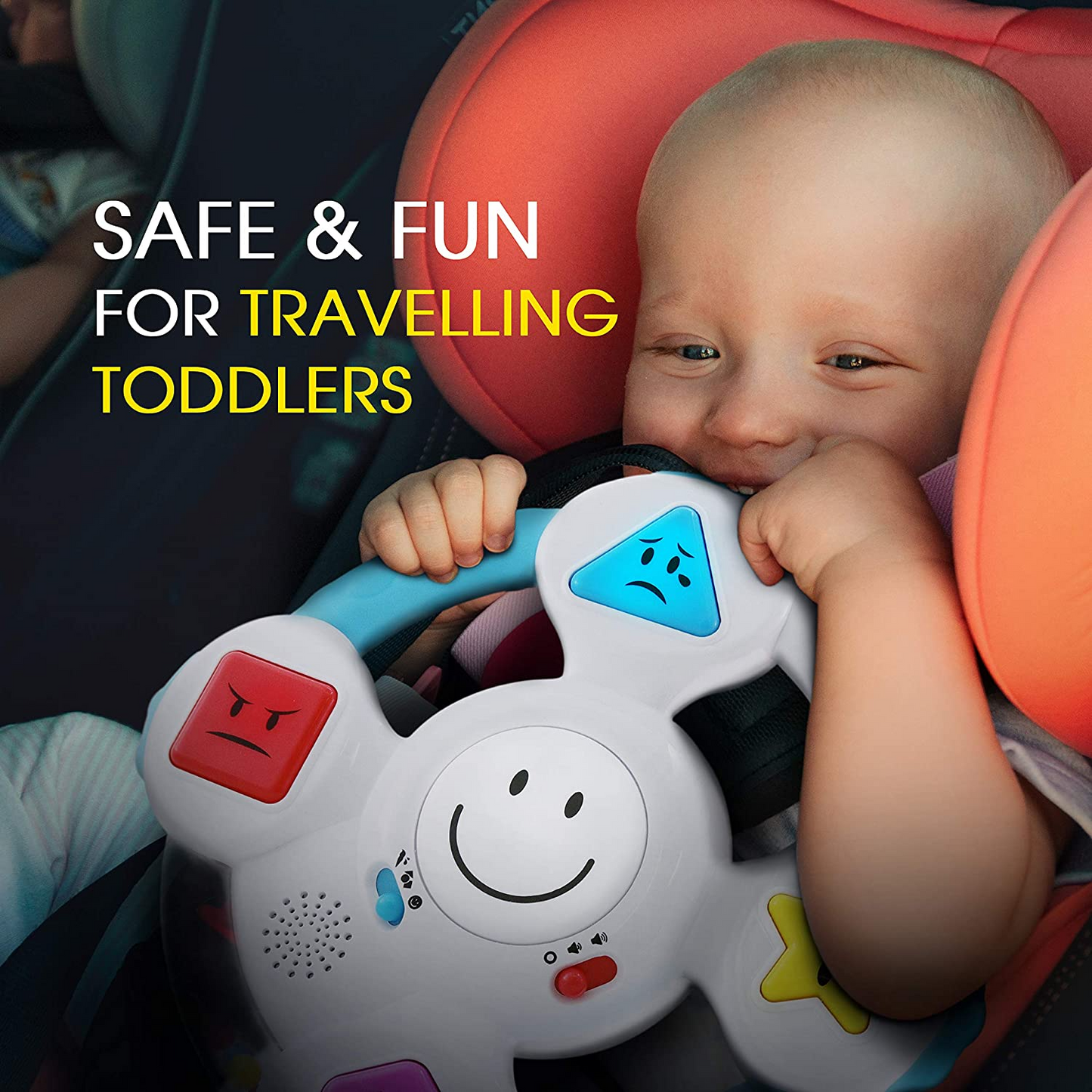 BEST LEARNING My Spin & Learn Steering Wheel - Brinquedos educativos interativos para crianças de 6 a 36 meses de idade - Jogo de cores, formas, emoções e música para bebês