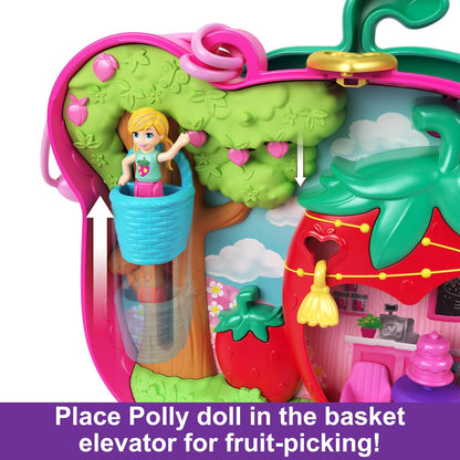 Polly Pocket Dolls e Playset, brinquedo de viagem com exterior Fidget, patch de palha compacto com 2 micro bonecas e 12 acessórios, HRD35