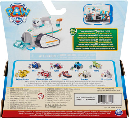 Paw Patrol, Everest Snowplow, coche de juguete con figura de acción coleccionable, juguetes sostenibles para niños y niñas de 3 años en adelante