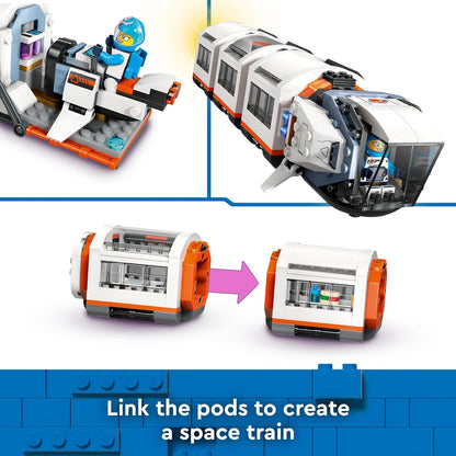 LEGO Brinquedo de estação espacial modular da cidade para meninos, meninas e crianças de mais de 7 anos, conjunto de jogos de exploração científica com um ônibus espacial e 6 minifiguras de astronauta, presente de aniversário para amantes de naves