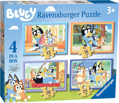 Ravensburger Bluey Toys - 4 quebra-cabeças em caixa para crianças de 3 anos ou mais - 12, 16, 20, 24 peças - presentes para crianças