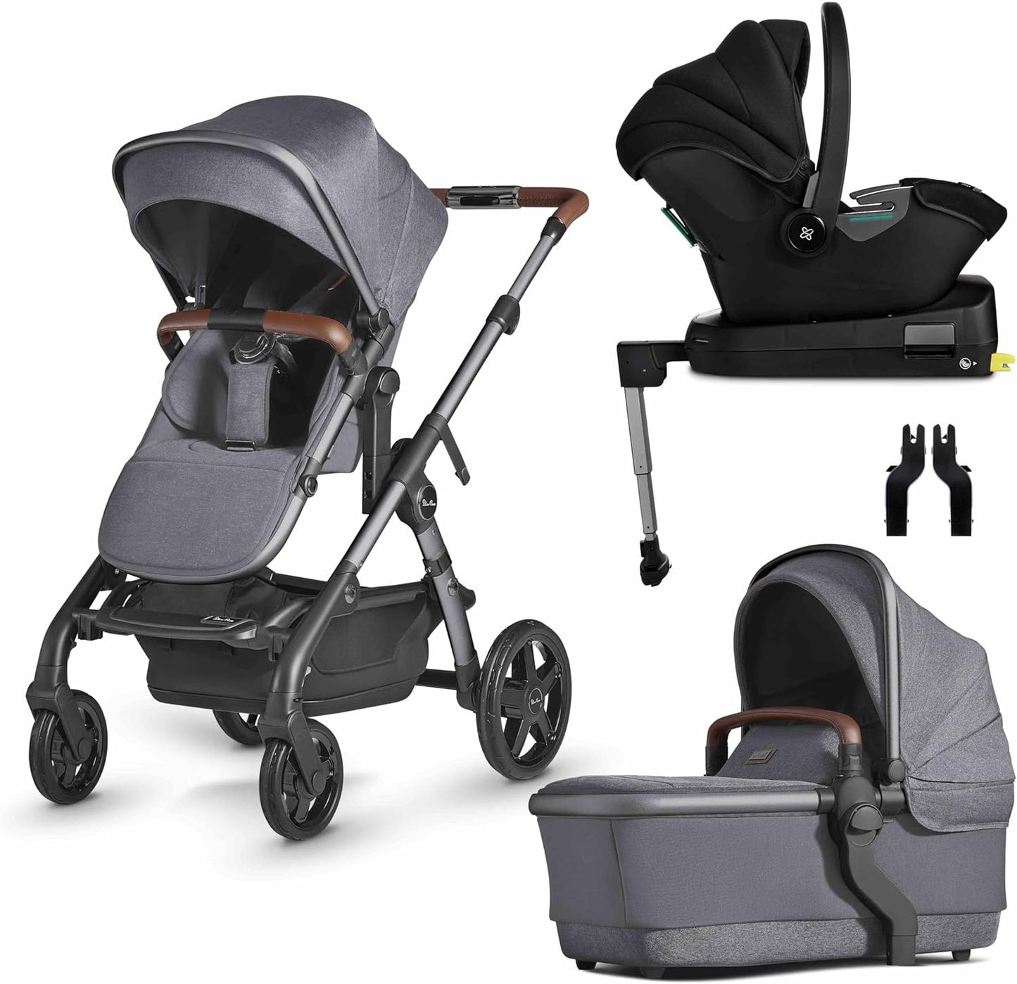 Silver Cross - Carrinho de bebê Wave simples a duplo e pacote de sistema de viagem Dream i-Size - Carrinho de bebê 2 em 1 - Buggy duplo estreito e sistema de viagem - Recém-nascido a 4 anos (22 kg) - Cedro