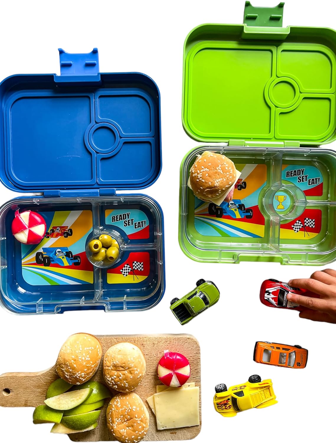 Yumbox Recipiente de lancheira Bento à prova de vazamentos Panino para crianças e adultos (azul surf (bandeja de urso polar))