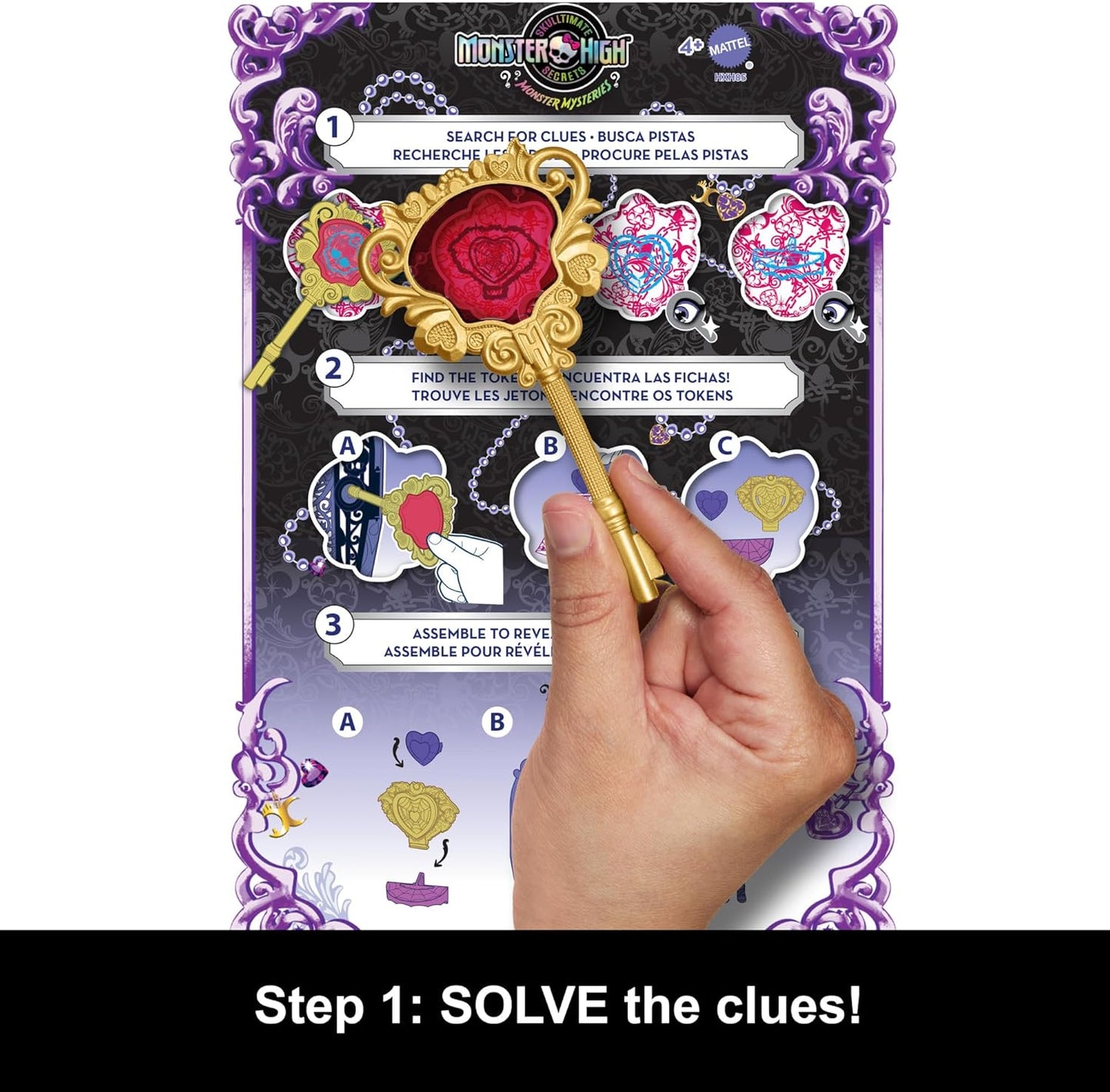 Monster High Skulltimate Secrets Juego de muñecas y accesorios, Monster Mysteries Clawdeen Wolf con tocador y más de 19 sorpresas, incluidos trajes, HXH85