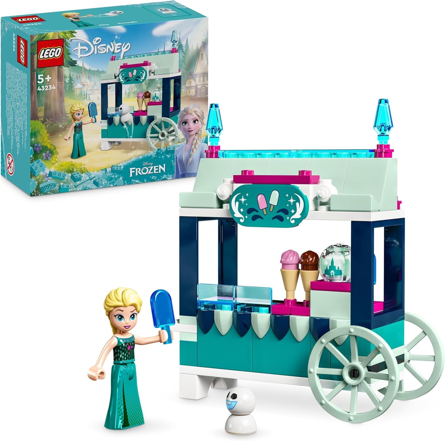 LEGO ǀ Brinquedo de sorvete montável da princesa Elsa da Disney Princess Elsa para crianças, meninas e meninos com miniboneca da princesa Elsa e boneco de neve, é um presente divertido para todos os dias 43234