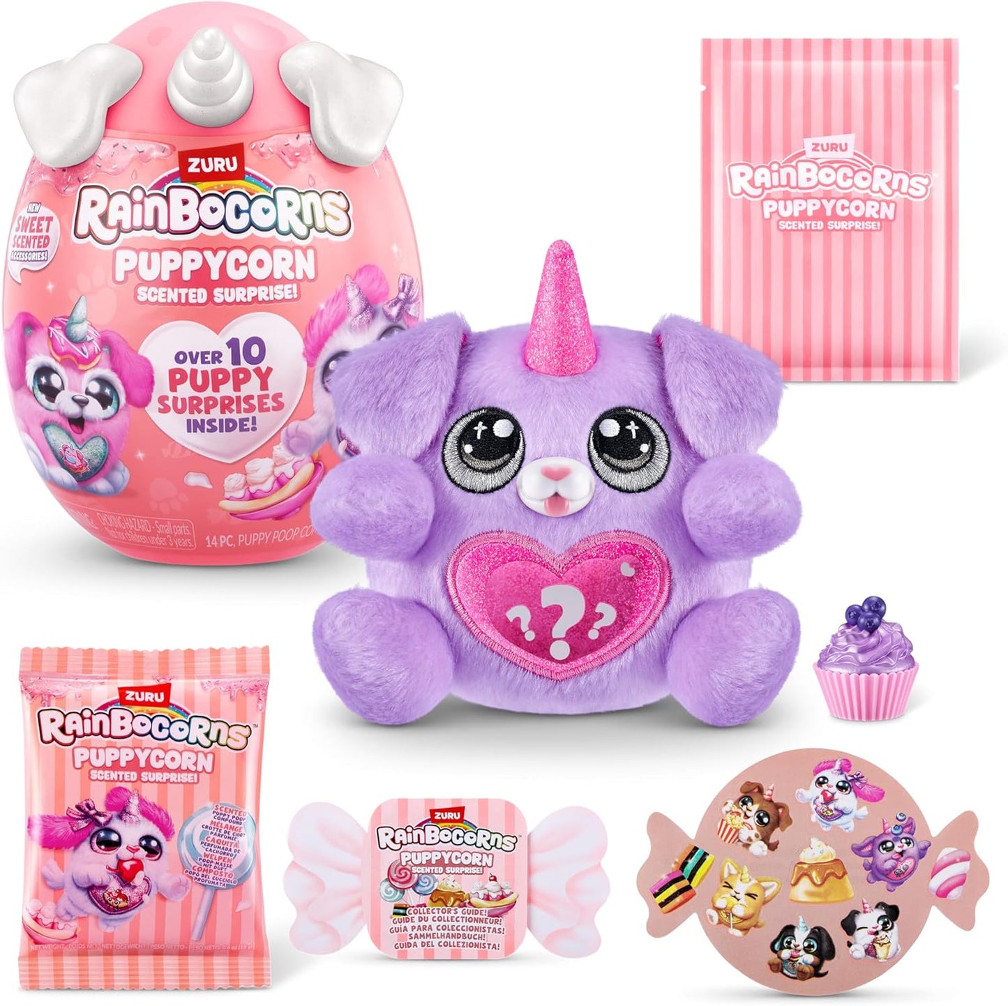 Rainbocorns ZURU Puppycorn Scent Surprise, Hound Dog, por ZURU Surprise Unboxing Soft Toy, perfumado filhote de pelúcia para meninas