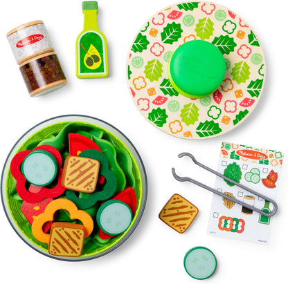 Melissa & Doug Conjunto de jogos Salad Spinner, comida de simulação para meninos e meninas de 3 anos ou mais