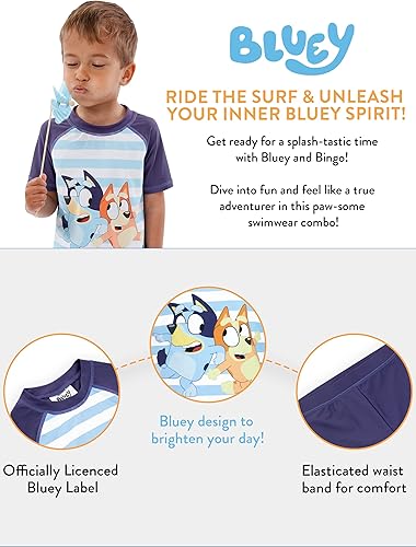 Bluey  Traje de banho para meninos em traje de banho infantil conjunto de 2 peças para natação na praia e piscina