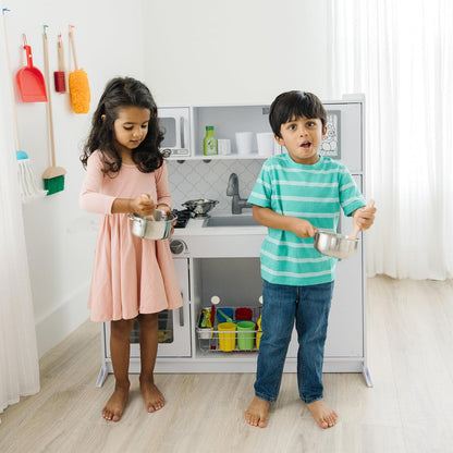 Melissa & Doug Conjunto de panelas e frigideiras infantis e acessórios de cozinha para crianças brincam de cozinha e brinquedos para comida | Playset de cozinha para crianças, acessórios de cozinha de brinquedo para meninas ou meninos