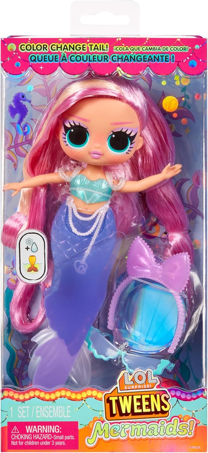 LOL. Surpresa! Tweens - Mermaid Lola Waves - Boneca fashion com cauda que muda de cor, barbatana móvel e lindos acessórios - brinquedos para crianças e colecionadores a partir de 4 anos