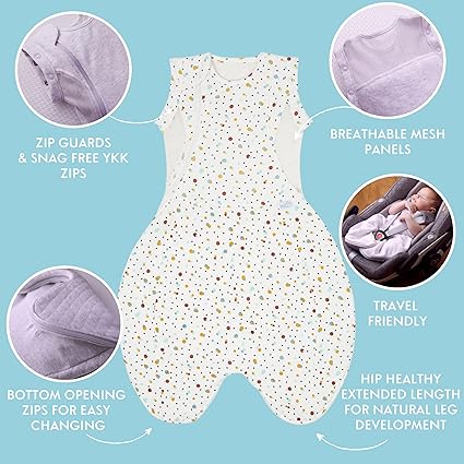 PurFlo Swaddle para saco de dormir | Saco de dormir respirável para recém-nascidos que cresce com seu bebê | Swaddle Braços para dentro ou para fora | Quadril saudável | 0-4 meses | Saco de dormir 2,5 tog para todas as estações