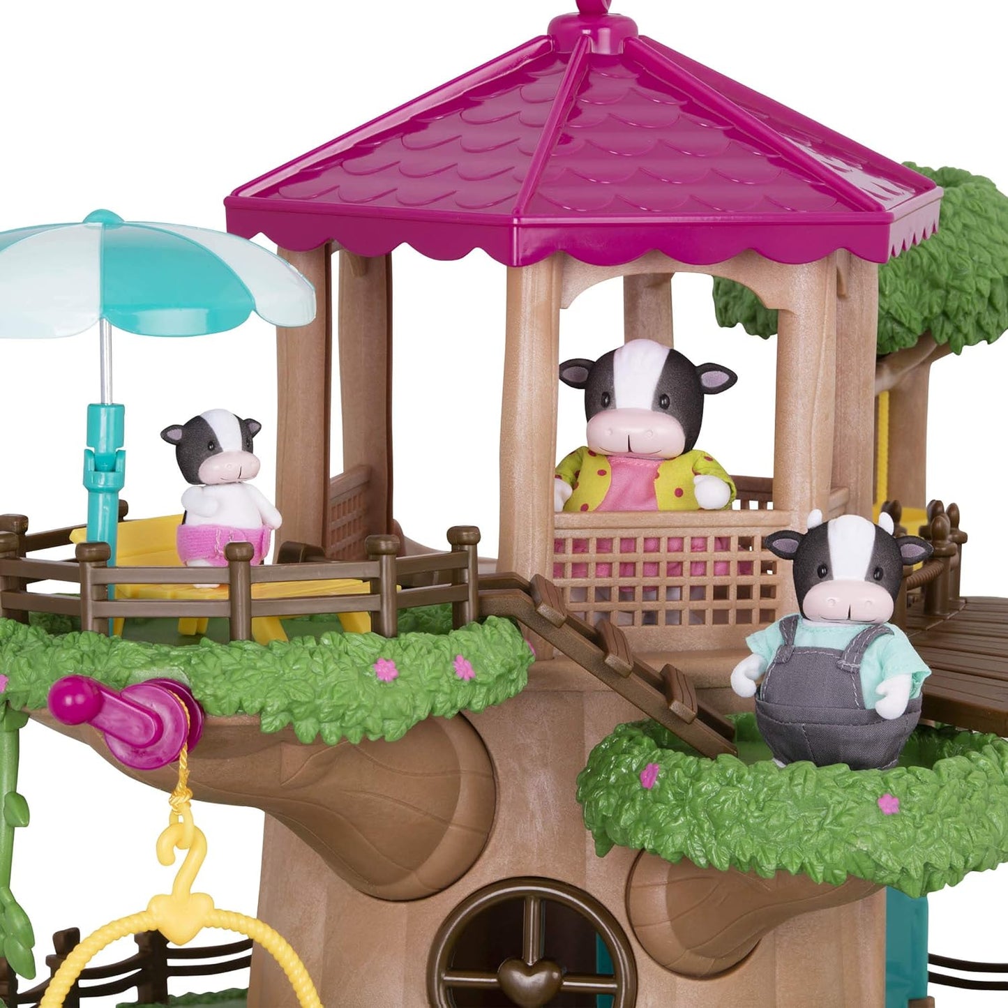 Li'l Woodzeez WZ6707C1Z P Li’l Woodzeez – Conjunto de brinquedos familiares de 22 peças com casa na árvore, elevador de manivela e acessórios – Casas em miniatura e conjuntos de jogos para crianças de 3 anos ou mais