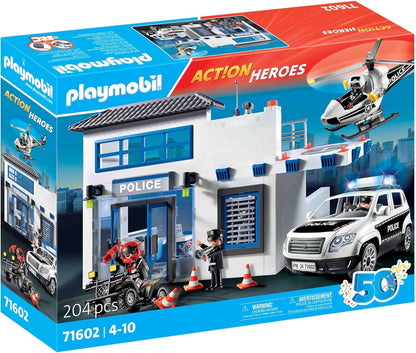 Playmobil 71602 Action Heroes: Delegacia de Polícia, grande centro de comando com helicóptero da polícia e muitos detalhes emocionantes, conjuntos de jogos cheios de ação adequados para crianças a partir de 4 anos