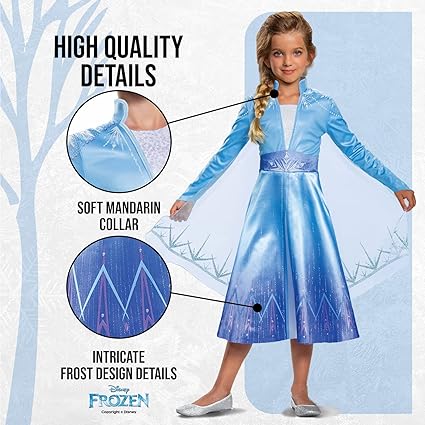 DISGUISE  Disney Official Deluxe Frozen Elsa Dress Up para meninas, fantasia de Frozen para crianças, fantasias de princesa para meninas, fantasias do Dia Mundial do Livro para meninas