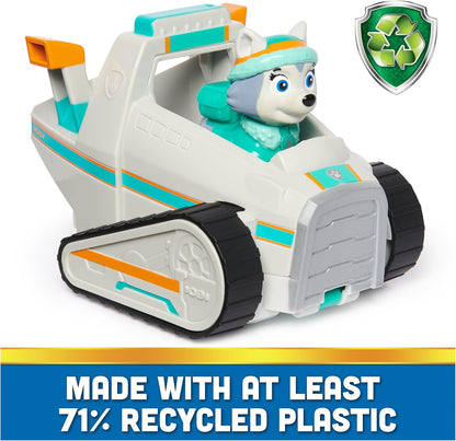 Paw Patrol, Everest Snowplow, coche de juguete con figura de acción coleccionable, juguetes sostenibles para niños y niñas de 3 años en adelante