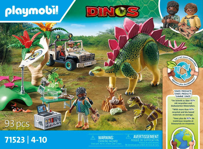 Playmobil 71523 Dinos: Campo de Pesquisa com Dinos, emocionante tour explorador com os pesquisadores, incluindo walkie-talkie, microscópio e ovos de dinossauro, conjuntos de jogos sustentáveis