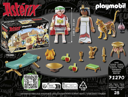 Playmobil 71270 Asterix: César e Cleópatra com leopardo, bonecos de coleção, colecionadores e leques de asterix, dramatização divertida e imaginativa, conjuntos de jogos adequados para crianças de 5 anos ou mais