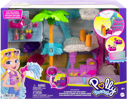 Polly Pocket Conjunto divertido para lavagem de carros Pollyville Flamingo