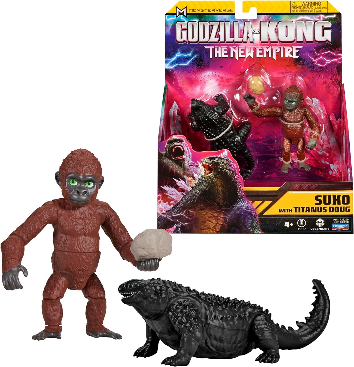 Godzilla vs. Kong: The New Empire, figuras de acción de juguete de Suko y Titanus Doug de 3,5 pulgadas, coleccionables de personajes icónicos de películas, incluye roca portátil exclusiva, juguete adecuado para mayores de 4 años