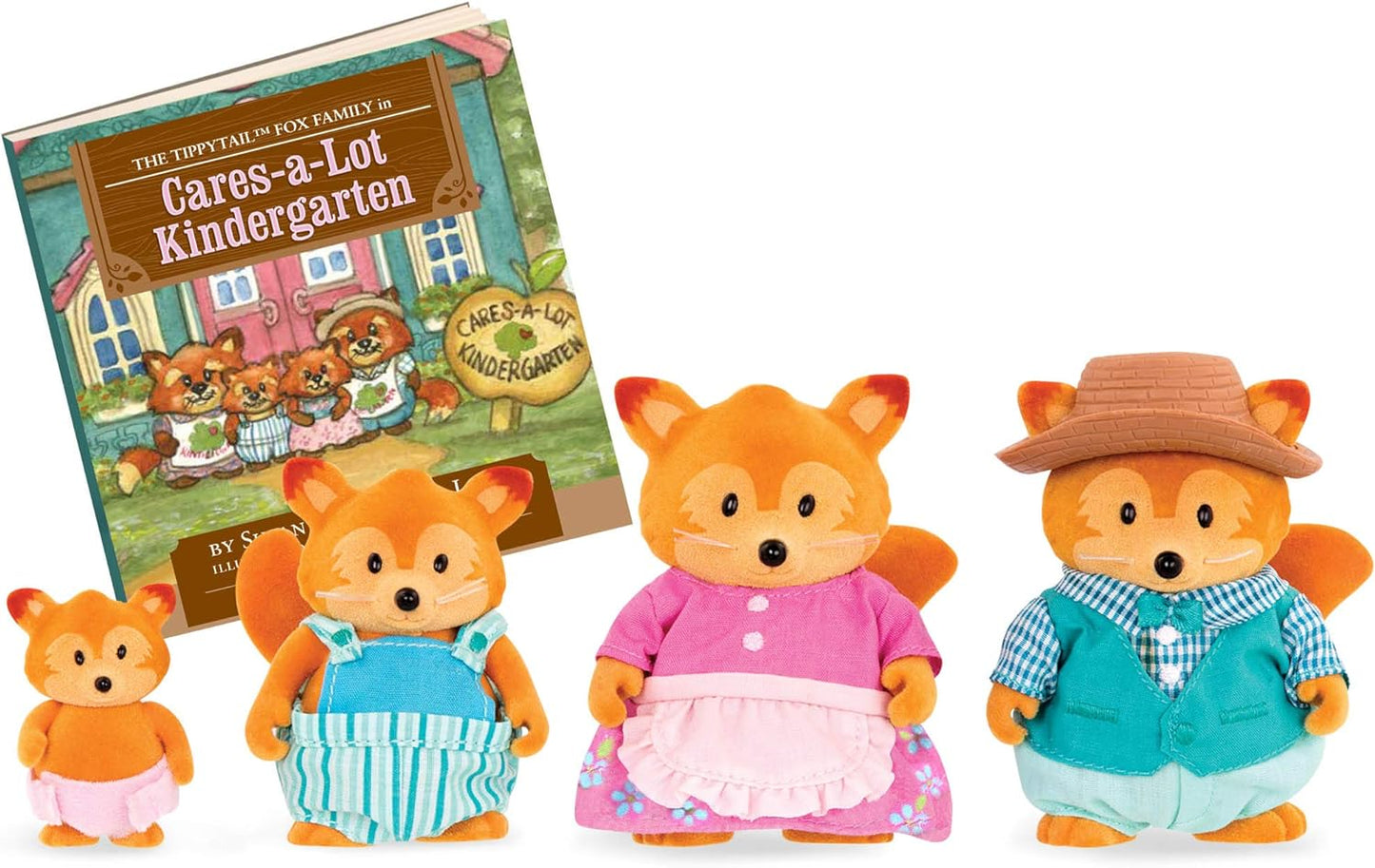 Li'l Woodzeez  6483 Acces Battat Li’l Woodzeez – Família Tippytail Fox – Conjunto de 5 peças com estatuetas em miniatura e livro de histórias – Brinquedos e acessórios de animais para crianças a partir de 3 anos