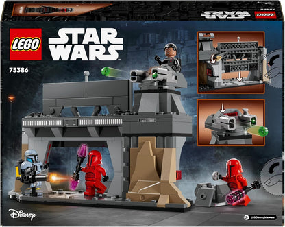 LEGO Star Wars: The Mandalorian Paz Vizsla e Moff Gideon Battle, brinquedo de construção colecionável para crianças, com minifiguras de 4 personagens, ideia criativa de presente para meninos e meninas de 7 anos ou mais 75386