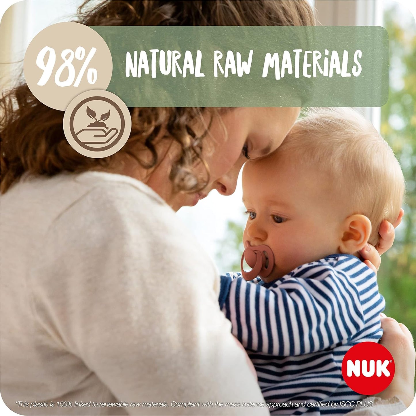 NUK Chupeta de bebê for Nature | 18-36 meses | Chupetas de Borracha Sustentáveis | Mais de 98% de matérias-primas naturais | Esbranquiçado | 2 contagem