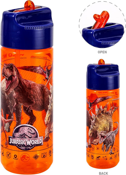 Zawadi Global Conjunto de lancheira infantil Jurassic World Kids - lancheira isolada, lancheira com vários compartimentos e garrafa de água de 540 ml - conjunto de comida para almoço de viagem escolar, sem BPA