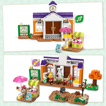 LEGO Brinquedo de construção Animal Crossing K.K. no Plaza Building para meninas e meninos com mais de 7 anos, com conjunto de café, figuras e veículo dos videogames, presente de simulação para crianças