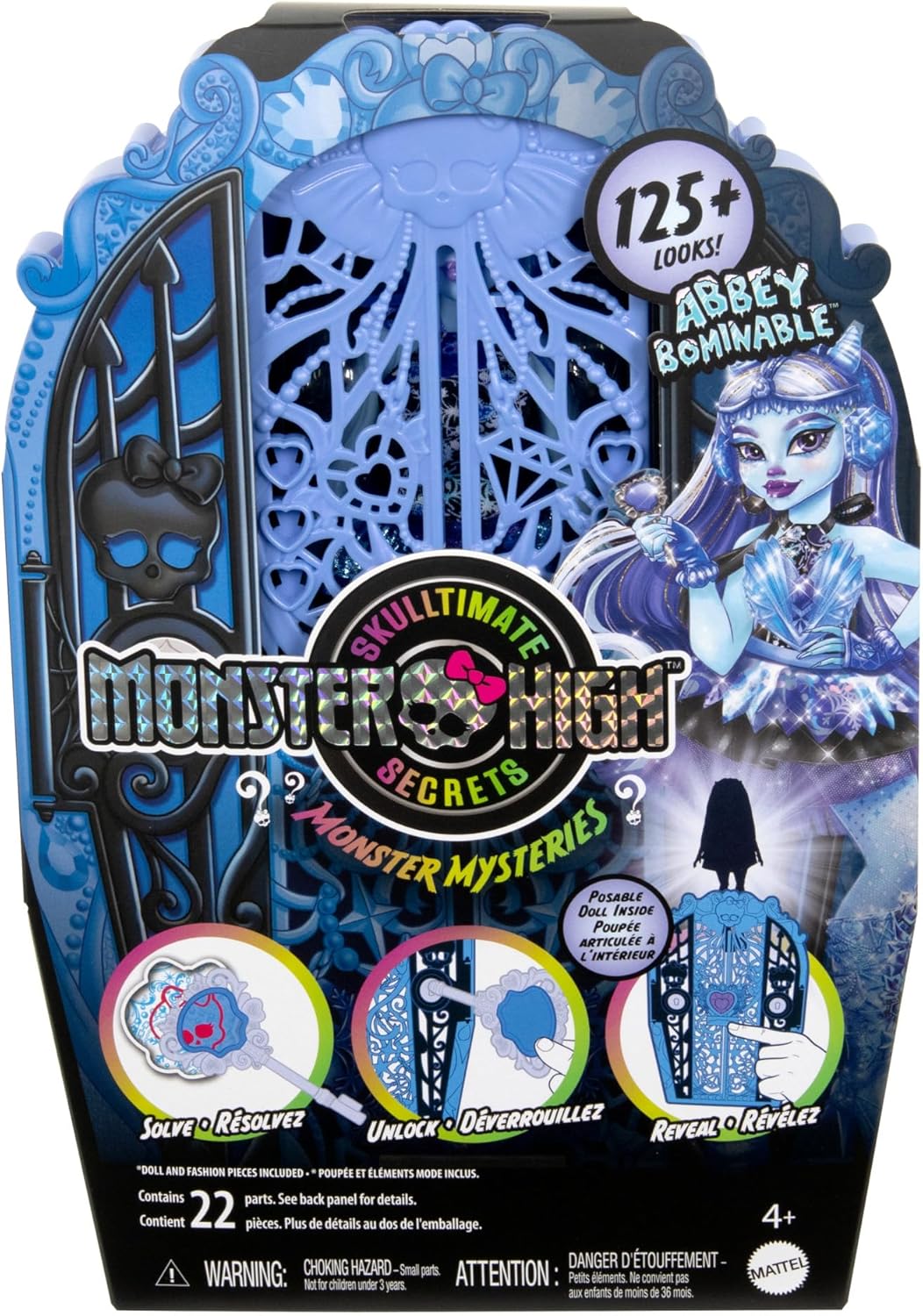 Monster High Conjunto de bonecas e acessórios Skulltimate Secrets, Monster Mysteries Abbey Bominable com armário de vestir e mais de 19 surpresas, incluindo roupas