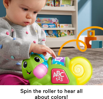 Fisher-Price Brinquedo de aprendizagem para bebês Link Squad Crawl ‘n Colors Camaleão com música e luzes para idades de 9+ meses, versão em inglês do Reino Unido, compatível apenas com itens Link Squad, HYL21