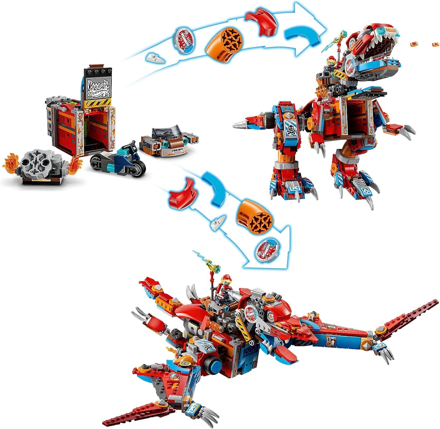 LEGO DREAMZzz Conjunto Robot Dinosaur C-Rex de Cooper, T. rex Dino Action Figure reconstrói em um brinquedo pterodáctilo legal para meninos e meninas de 9 anos ou mais,